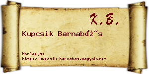 Kupcsik Barnabás névjegykártya